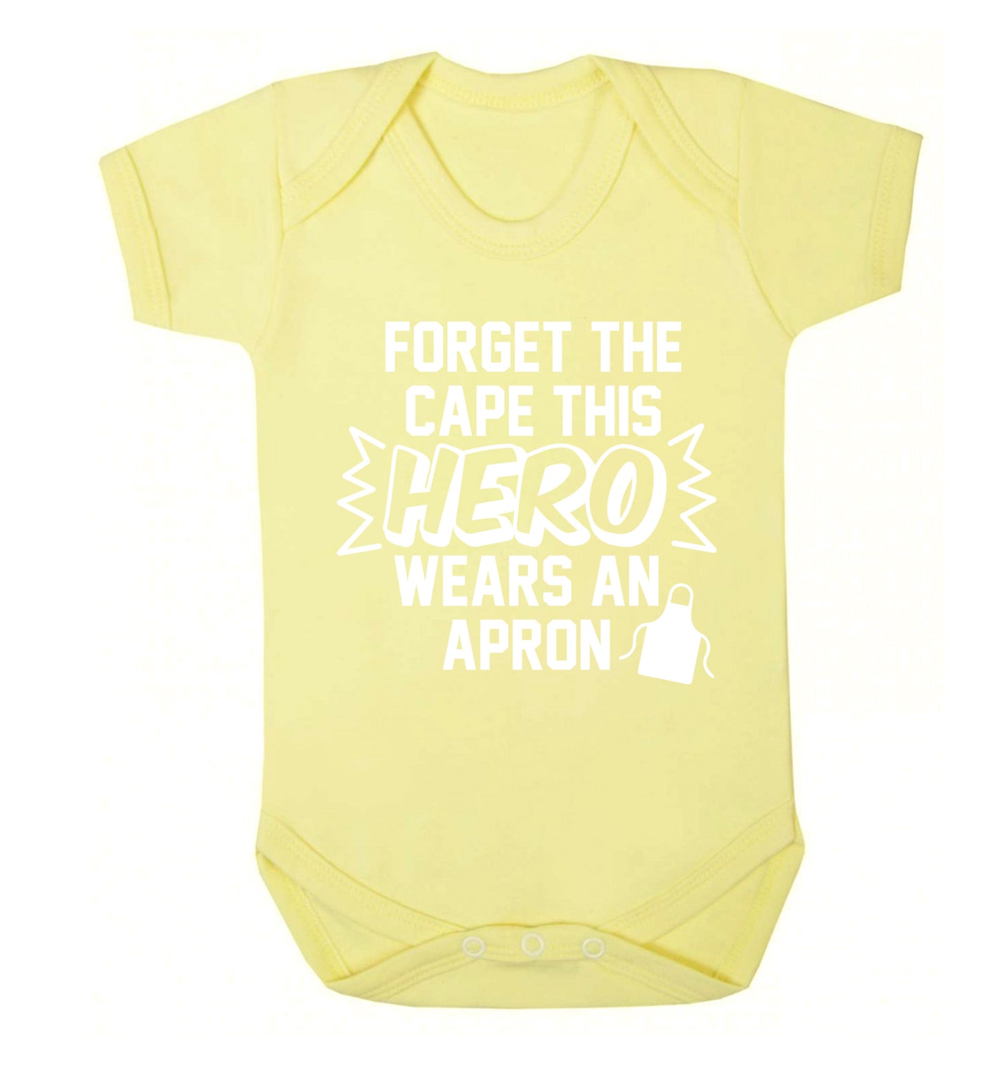 Forget the cape this hero wears an apron Baby Vest pale yellow 18-24 months