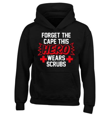 Forget the cape this hero wears scrubs children's black hoodie 12-14 Years