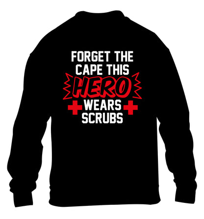 Forget the cape this hero wears scrubs children's black sweater 12-14 Years