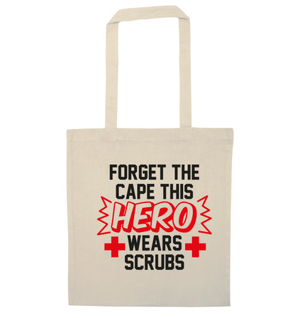 Forget the cape this hero wears scrubs natural tote bag