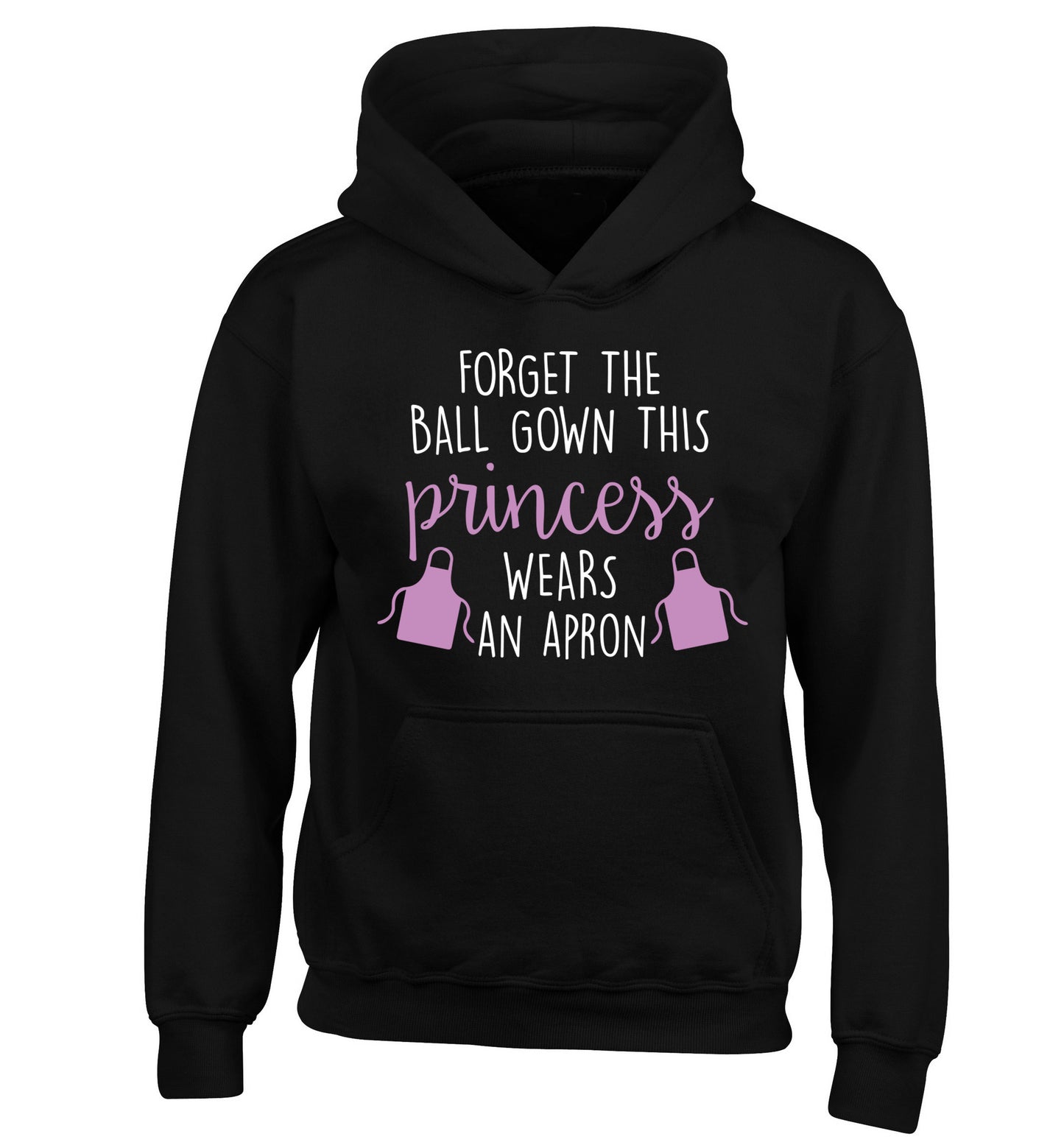Forget the ball gown this princess wears an apron children's black hoodie 12-14 Years