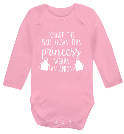 Forget the ball gown this princess wears an apron Baby Vest long sleeved pale pink 6-12 months