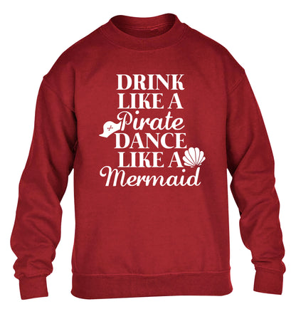 Drink like a pirate dance like a mermaid children's grey sweater 12-14 Years