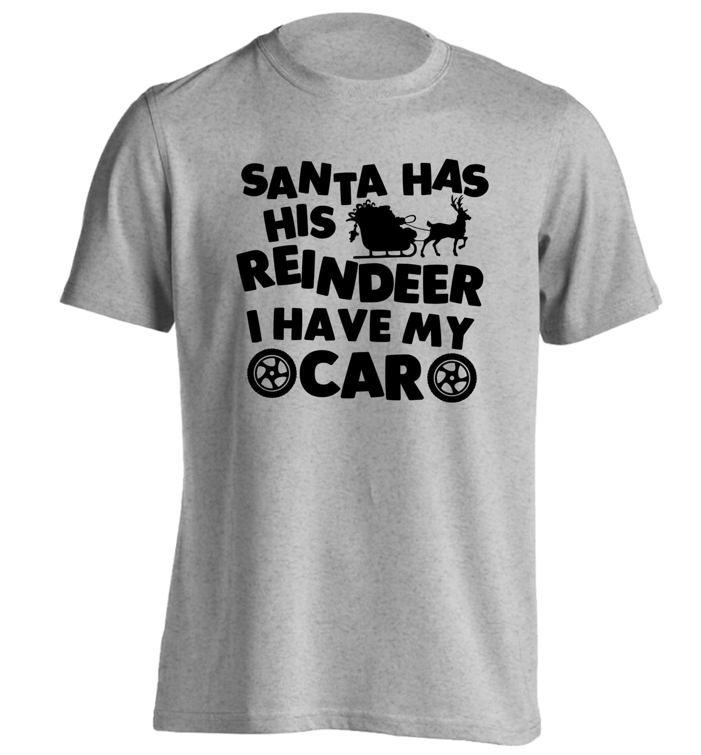 Santa has his reindeer I have my car adults unisex grey Tshirt 2XL