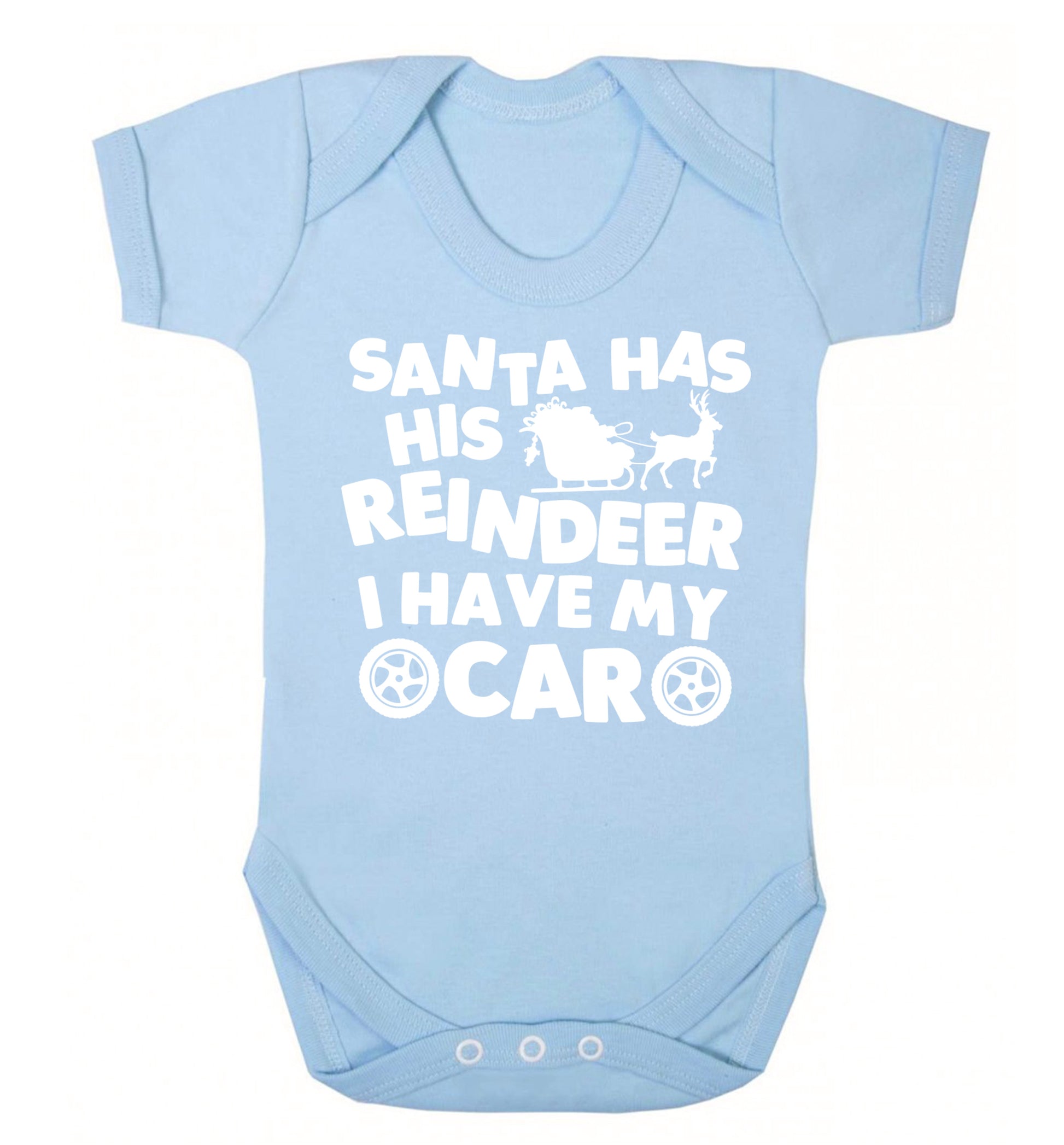 Santa has his reindeer I have my car Baby Vest pale blue 18-24 months