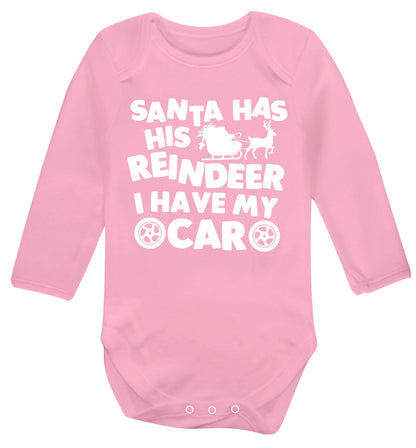 Santa has his reindeer I have my car Baby Vest long sleeved pale pink 6-12 months