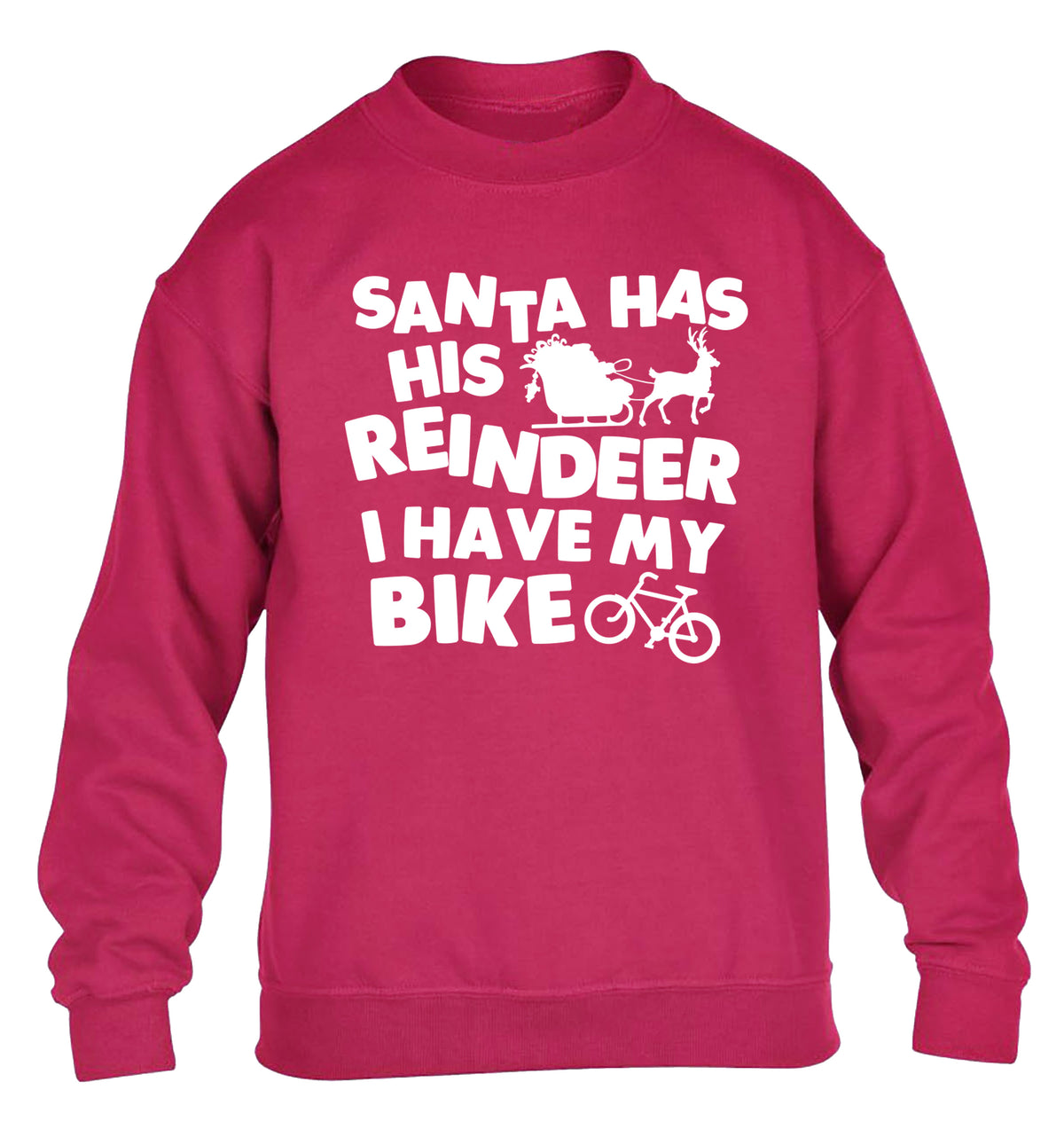 Santa has his reindeer I have my bike children's pink sweater 12-14 Years