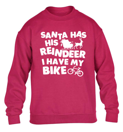Santa has his reindeer I have my bike children's pink sweater 12-14 Years