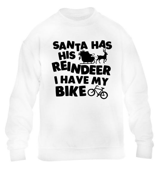 Santa has his reindeer I have my bike children's white sweater 12-14 Years