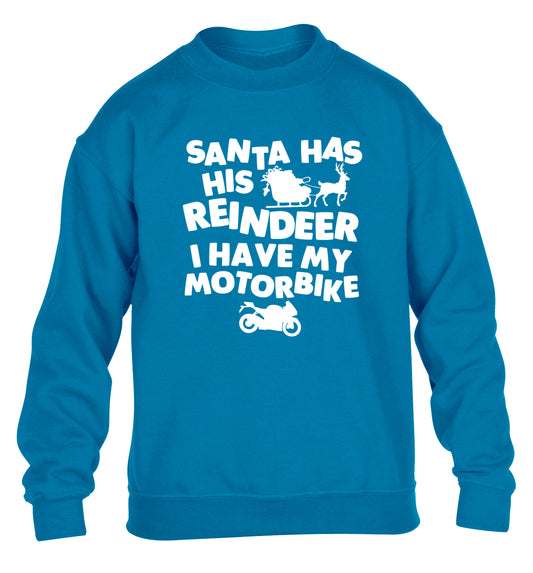 Santa has his reindeer I have my motorbike children's blue sweater 12-14 Years