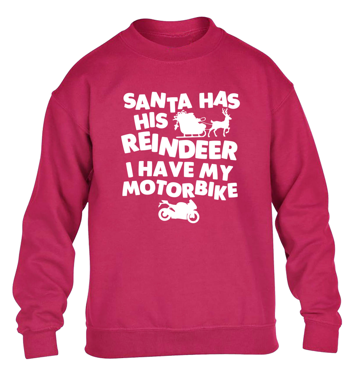 Santa has his reindeer I have my motorbike children's pink sweater 12-14 Years