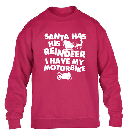 Santa has his reindeer I have my motorbike children's pink sweater 12-14 Years