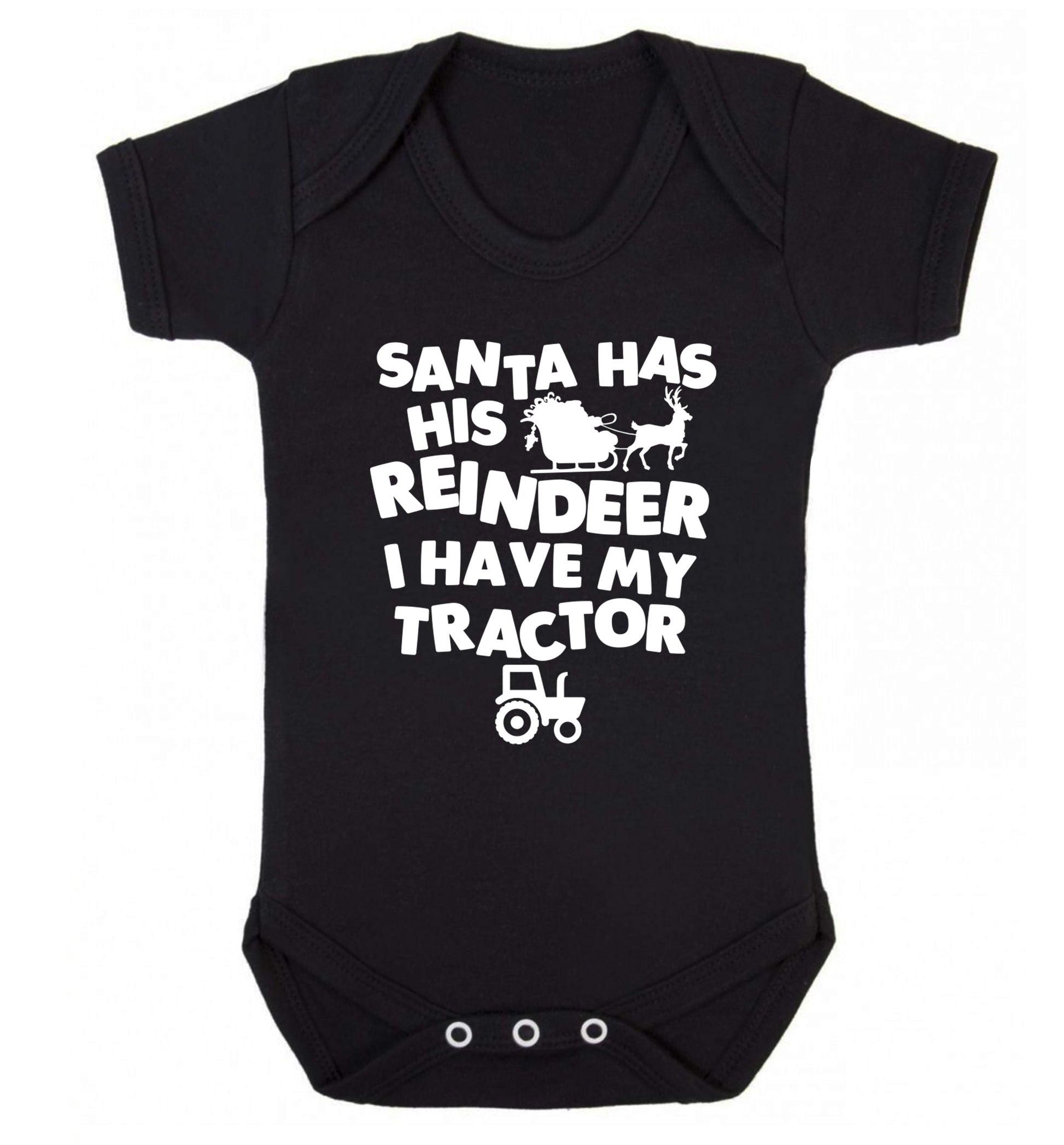 Santa has his reindeer I have my tractor Baby Vest black 18-24 months