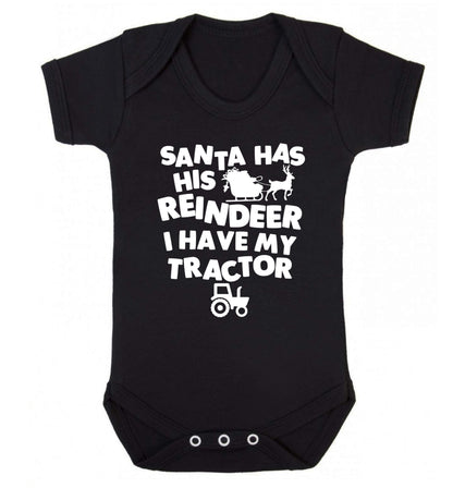 Santa has his reindeer I have my tractor Baby Vest black 18-24 months