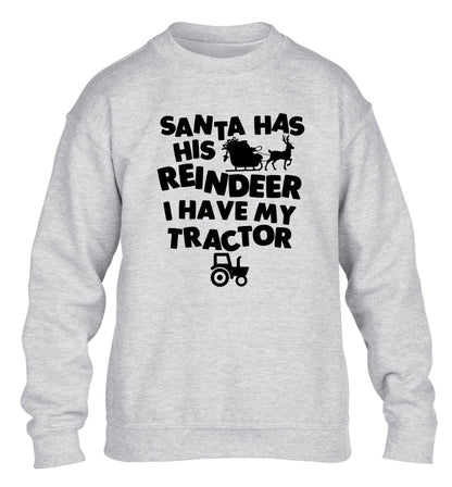 Santa has his reindeer I have my tractor children's grey sweater 12-14 Years