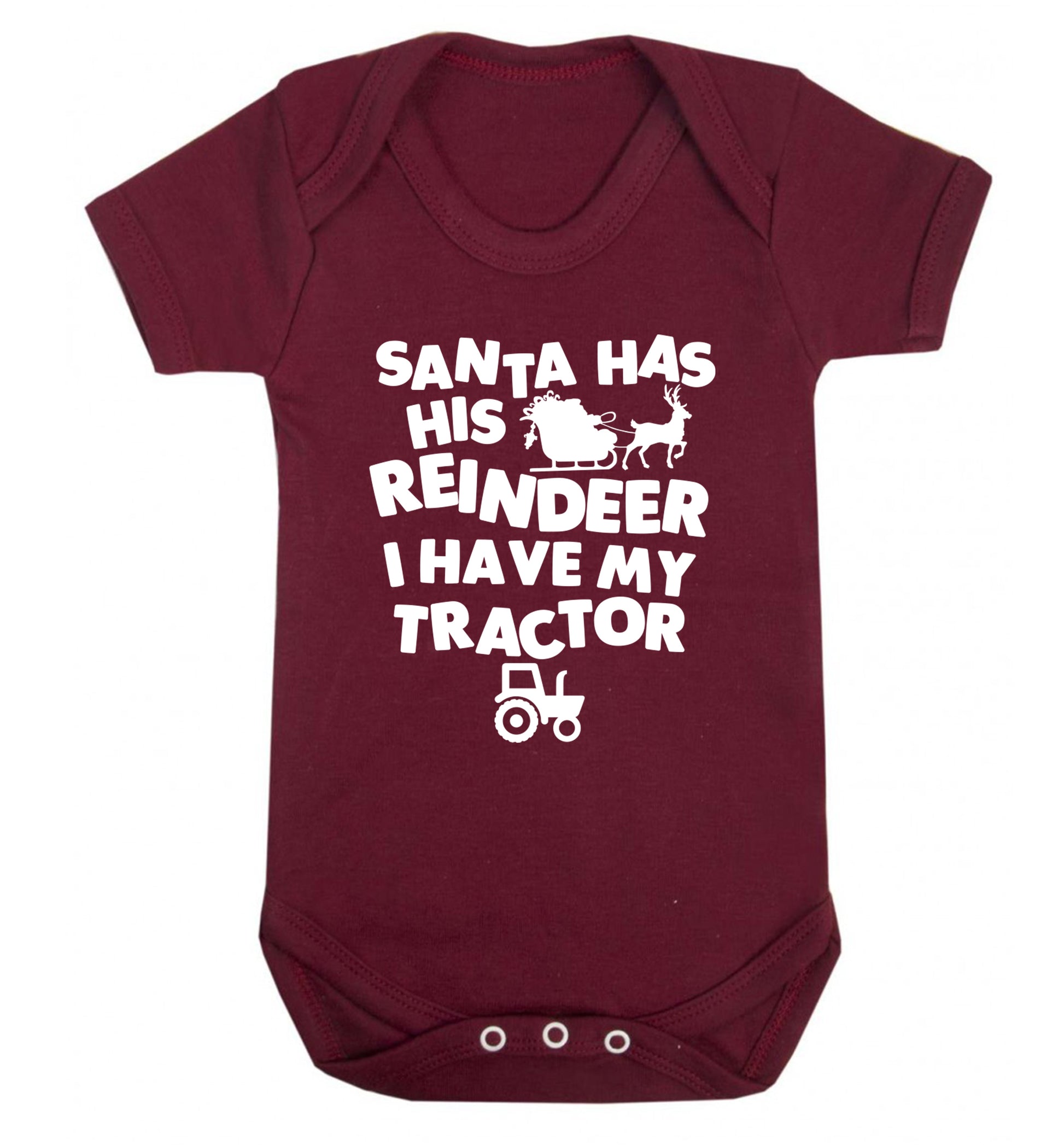 Santa has his reindeer I have my tractor Baby Vest maroon 18-24 months