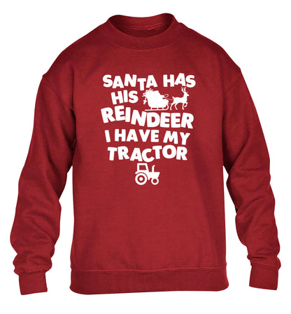 Santa has his reindeer I have my tractor children's grey sweater 12-14 Years