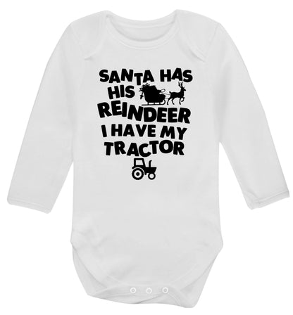 Santa has his reindeer I have my tractor Baby Vest long sleeved white 6-12 months