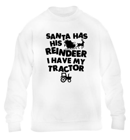 Santa has his reindeer I have my tractor children's white sweater 12-14 Years