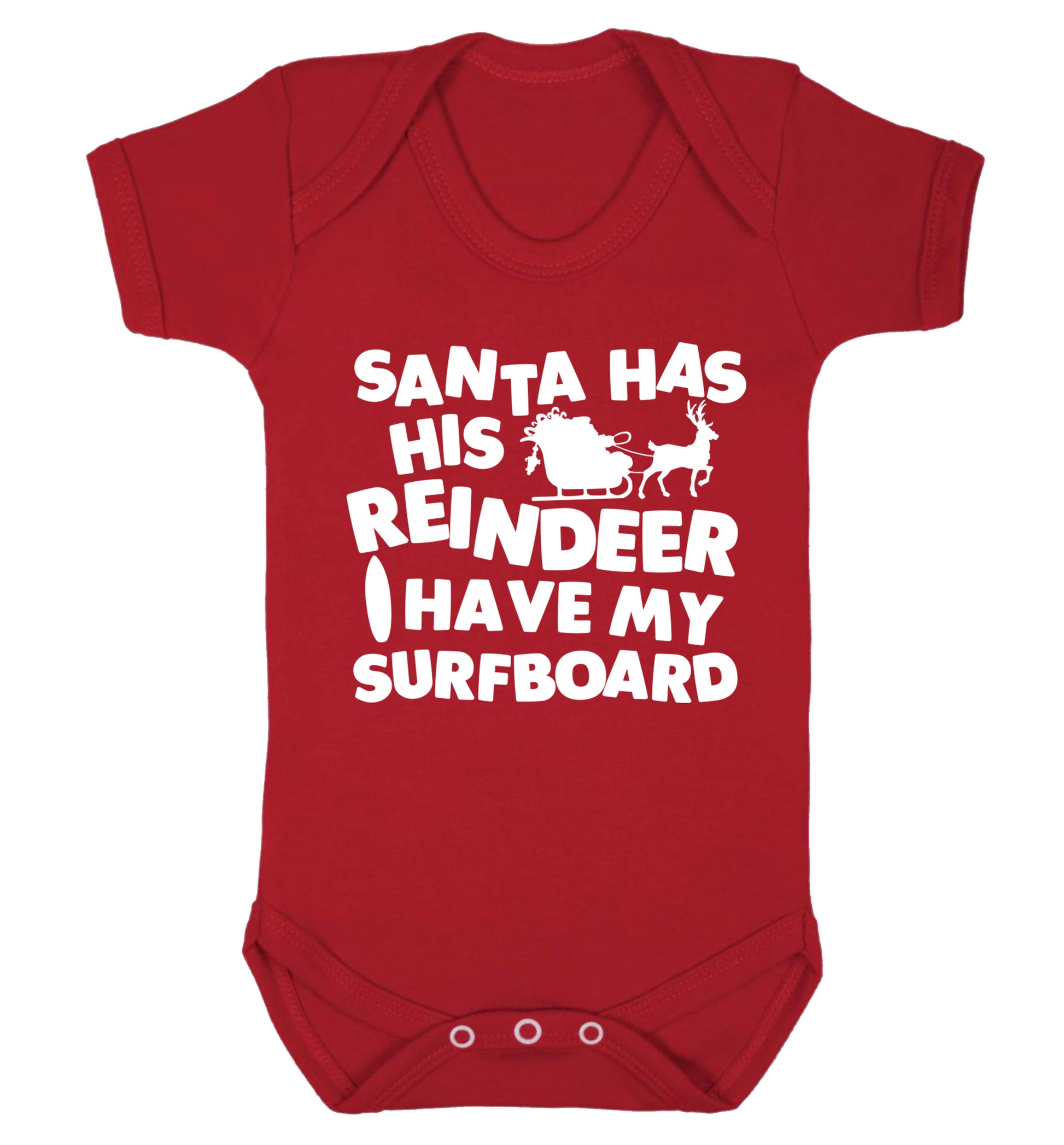 Santa has his reindeer I have my surfboard Baby Vest red 18-24 months
