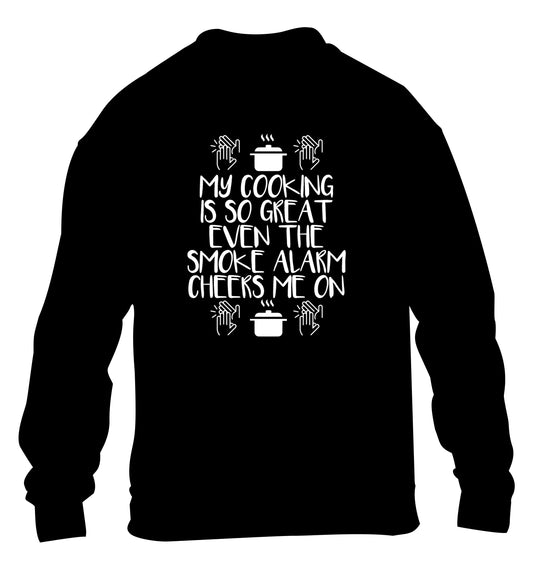 My cooking is so great even the smoke alarm cheers me on! children's black sweater 12-14 Years