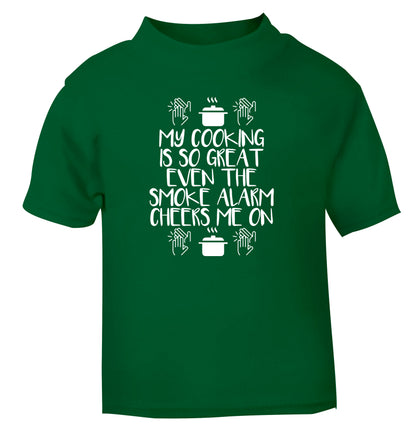 My cooking is so great even the smoke alarm cheers me on! green Baby Toddler Tshirt 2 Years