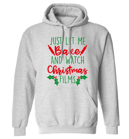 Just let me bake and watch Christmas films adults unisex grey hoodie 2XL