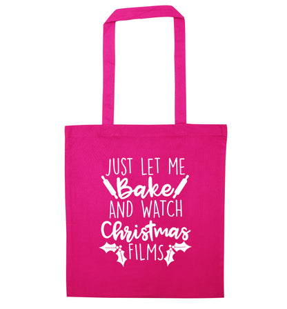 Just let me bake and watch Christmas films pink tote bag