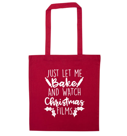 Just let me bake and watch Christmas films red tote bag