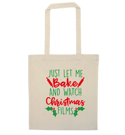 Just let me bake and watch Christmas films natural tote bag