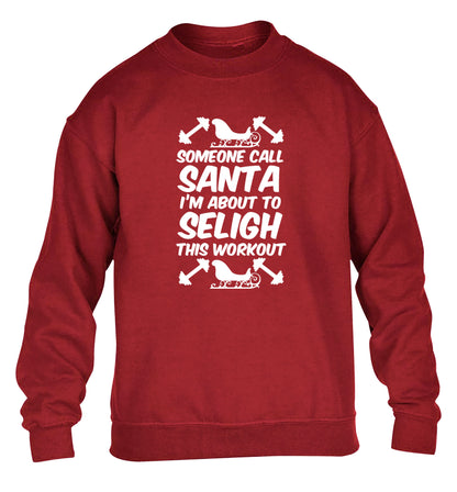 Someone call santa, I'm about to sleigh this workout children's grey sweater 12-14 Years