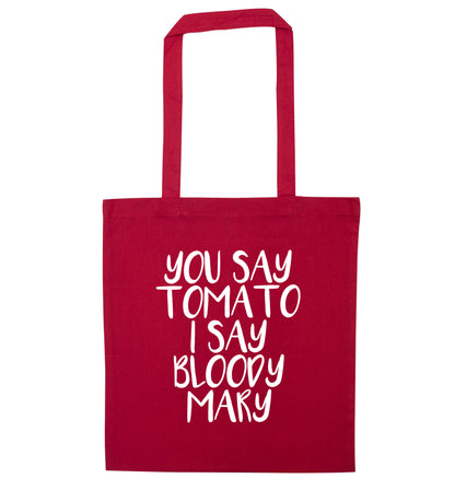You say tomato I say bloody mary red tote bag