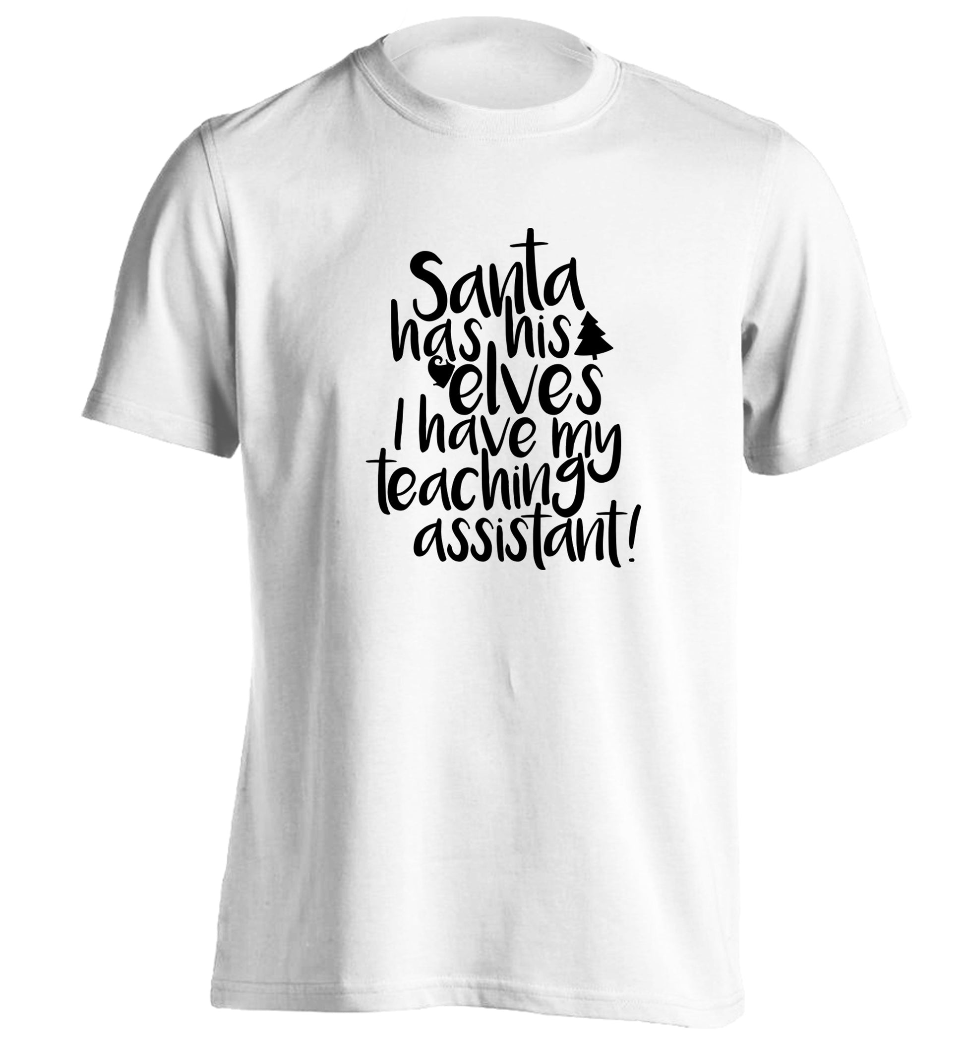 Santa has his elves I have my teaching assistant adults unisex white Tshirt 2XL