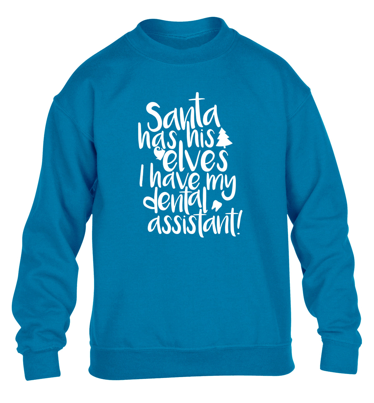 Santa has his elves I have my dental assistant children's blue sweater 12-14 Years