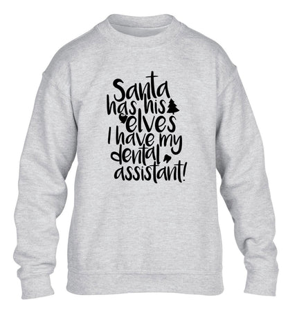 Santa has his elves I have my dental assistant children's grey sweater 12-14 Years