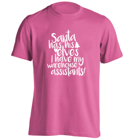Santa has his elves I have my warehouse assistants adults unisex pink Tshirt 2XL