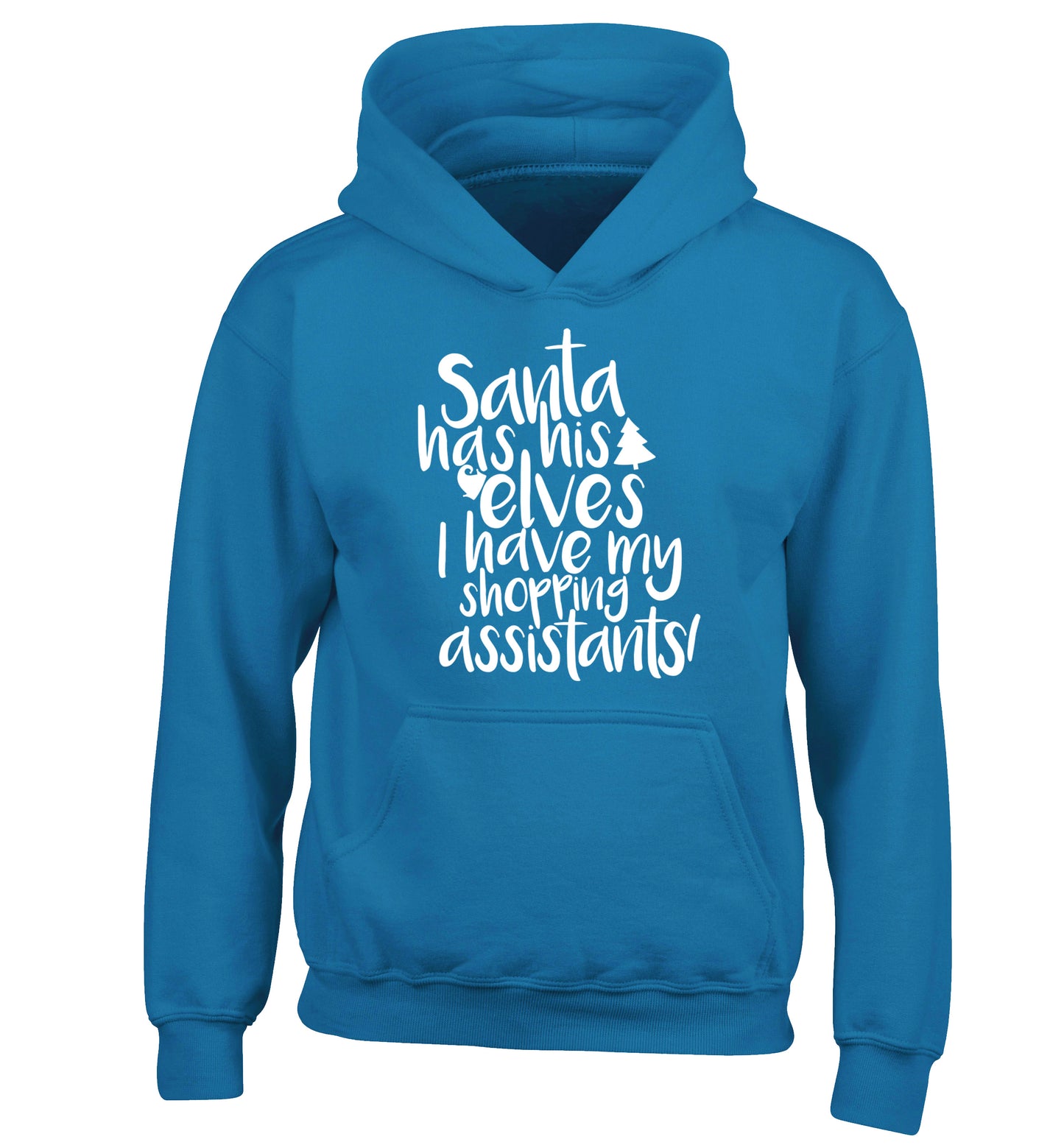 Santa has his elves I have my shopping assistant children's blue hoodie 12-14 Years