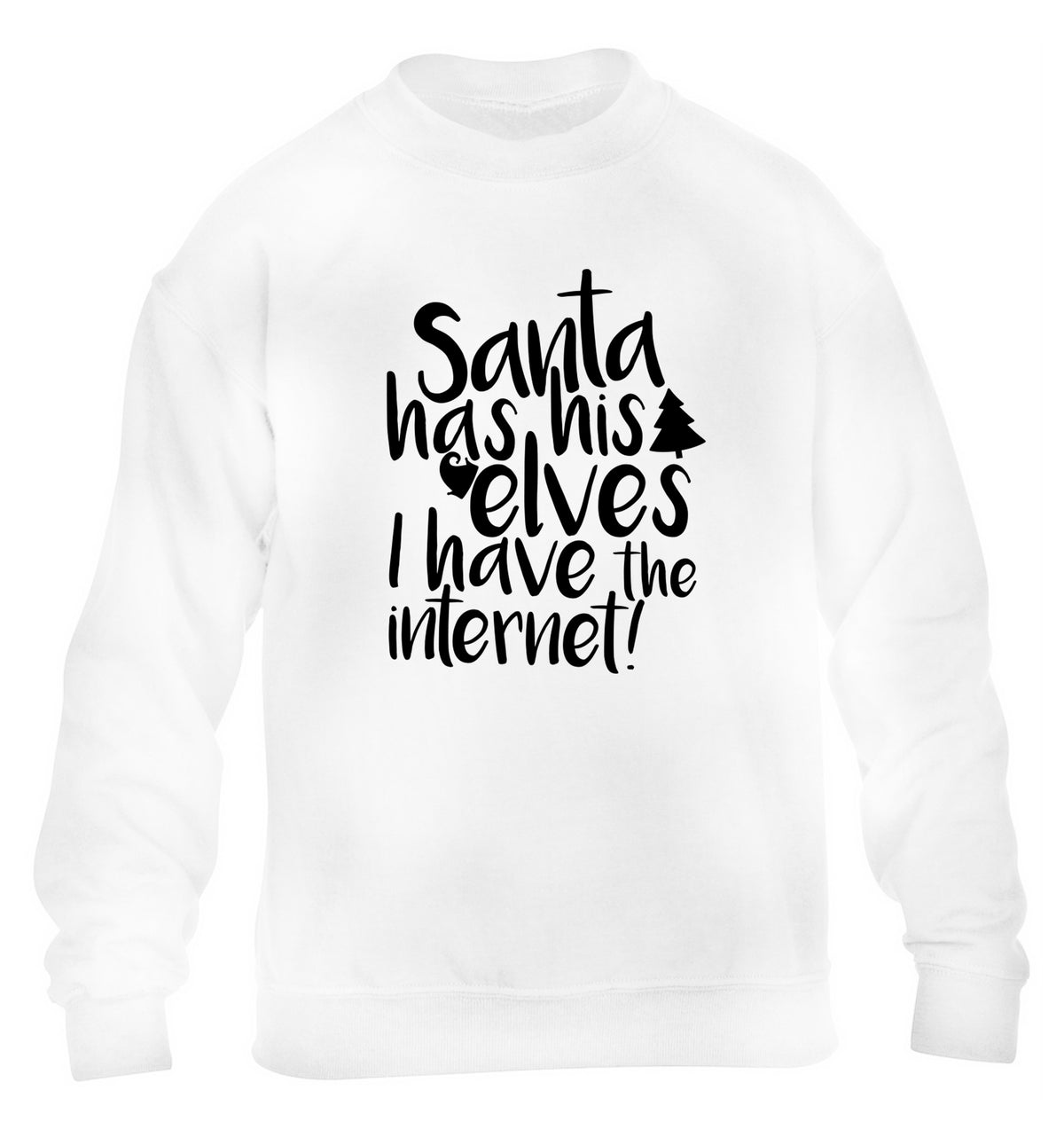 Santa has his elves I have the internet children's white sweater 12-14 Years