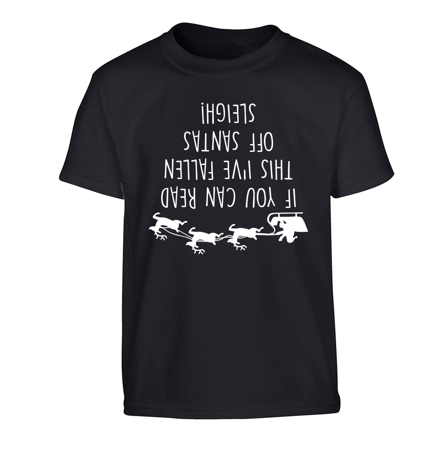 If you can read this I've fallen of santa's sleigh! Children's black Tshirt 12-14 Years