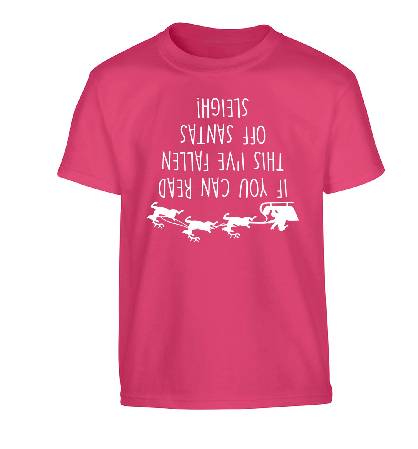 If you can read this I've fallen of santa's sleigh! Children's pink Tshirt 12-14 Years