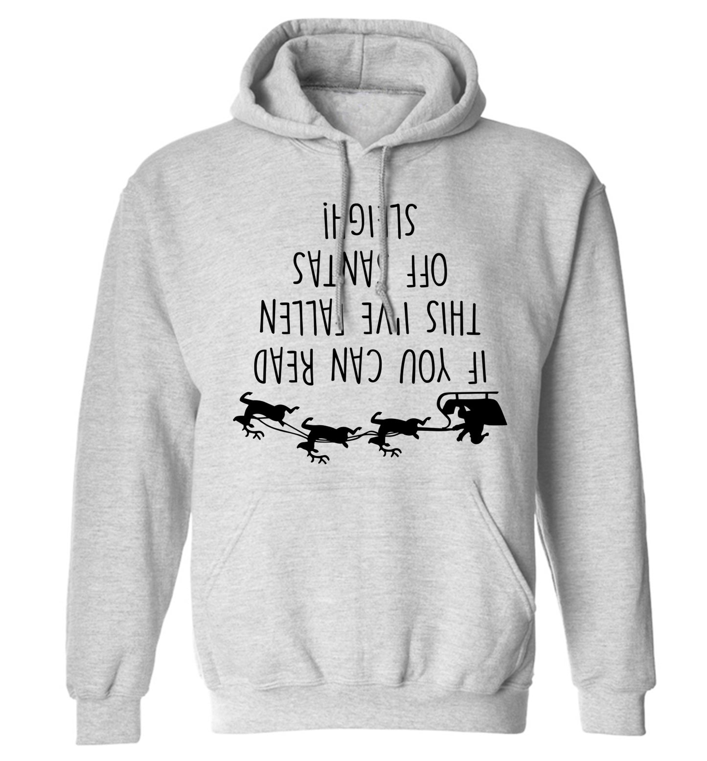 If you can read this I've fallen of santa's sleigh! adults unisex grey hoodie 2XL