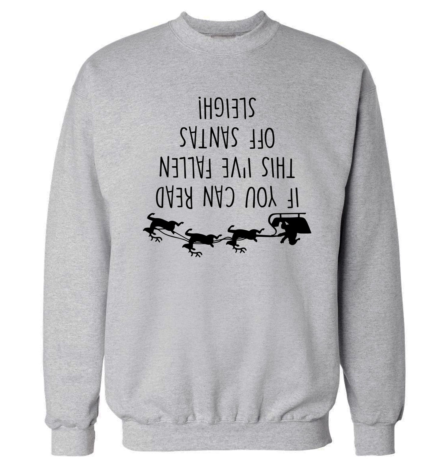 If you can read this I've fallen of santa's sleigh! Adult's unisex grey Sweater 2XL