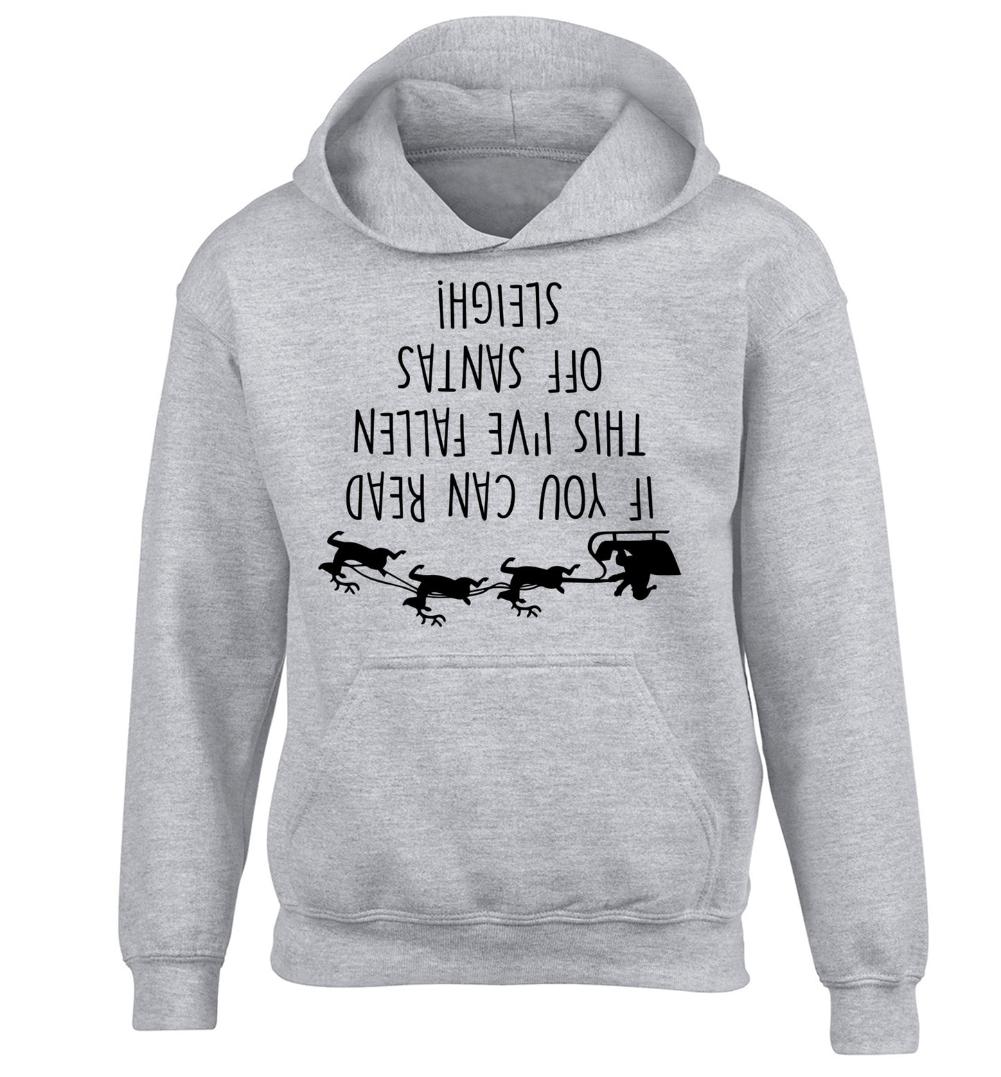 If you can read this I've fallen of santa's sleigh! children's grey hoodie 12-14 Years