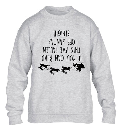 If you can read this I've fallen of santa's sleigh! children's grey sweater 12-14 Years