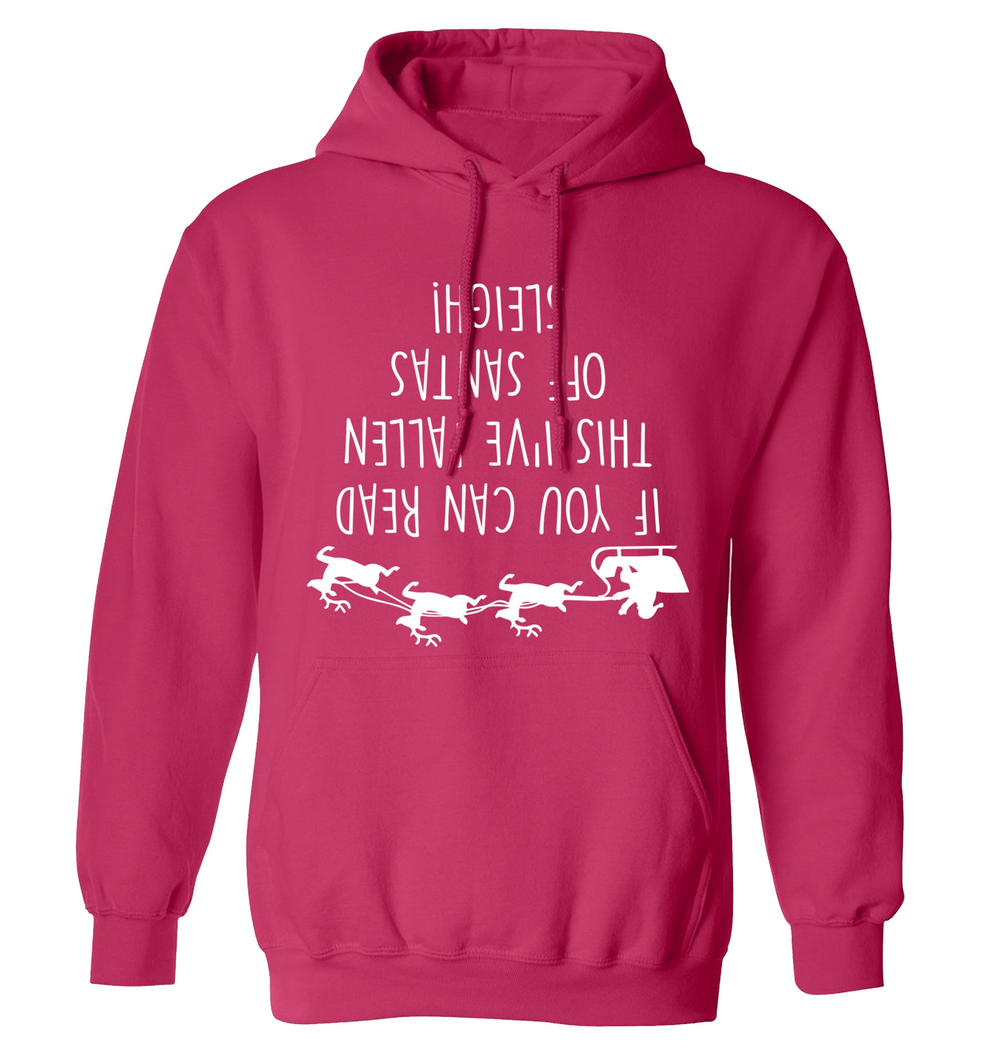 If you can read this I've fallen of santa's sleigh! adults unisex pink hoodie 2XL