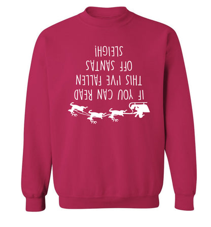If you can read this I've fallen of santa's sleigh! Adult's unisex pink Sweater 2XL