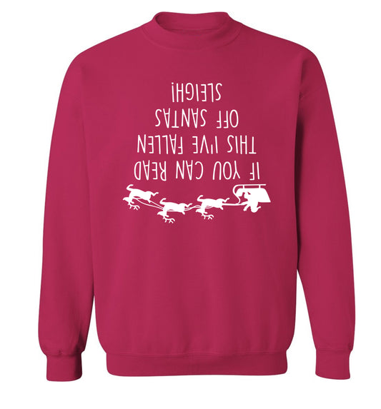 If you can read this I've fallen of santa's sleigh! Adult's unisex pink Sweater 2XL