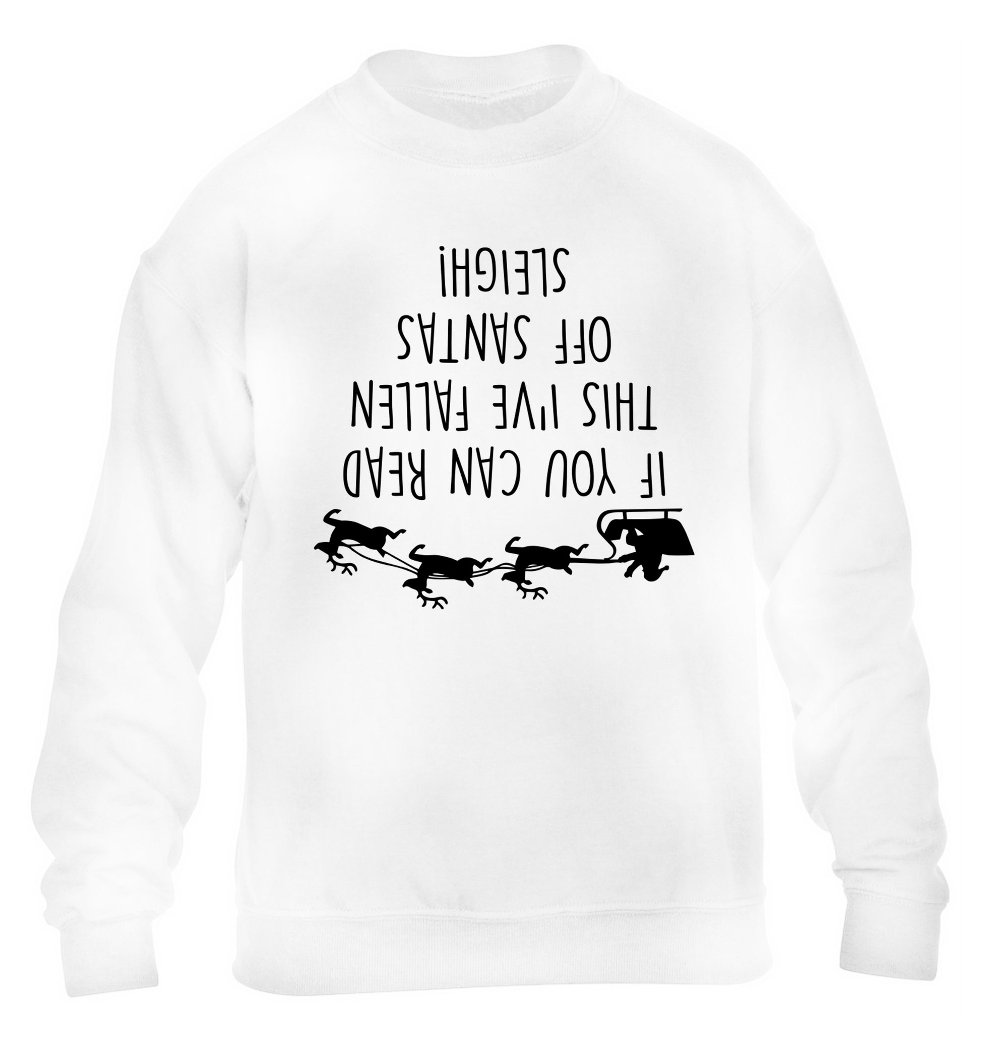 If you can read this I've fallen of santa's sleigh! children's white sweater 12-14 Years