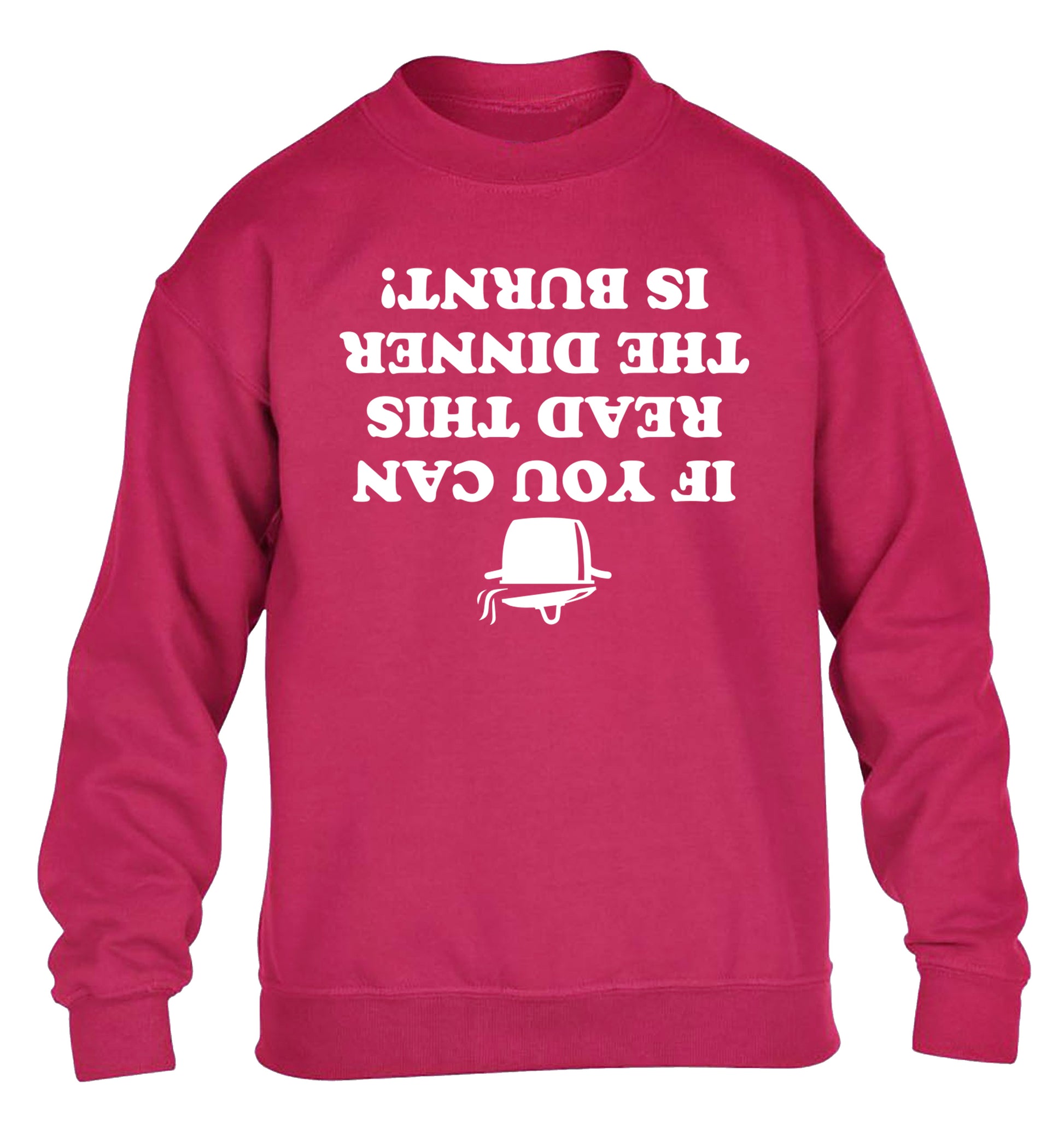 If you can read this the dinner is burnt! children's pink sweater 12-14 Years