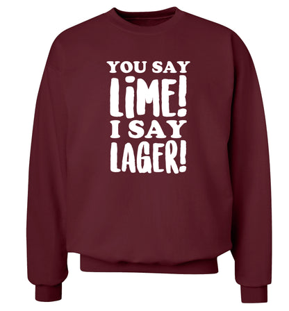 You say lime I say lager! Adult's unisex maroon Sweater 2XL